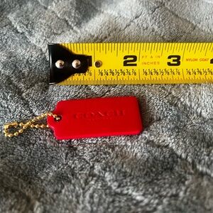 Coach Red Keychain leather tag with Gold Chain